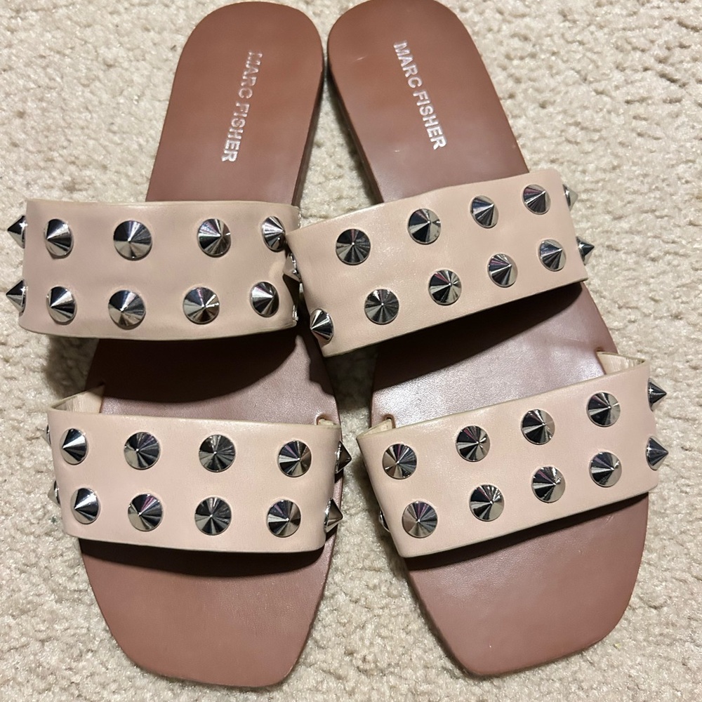 Marc Fisher Cream Double Strap Sandals